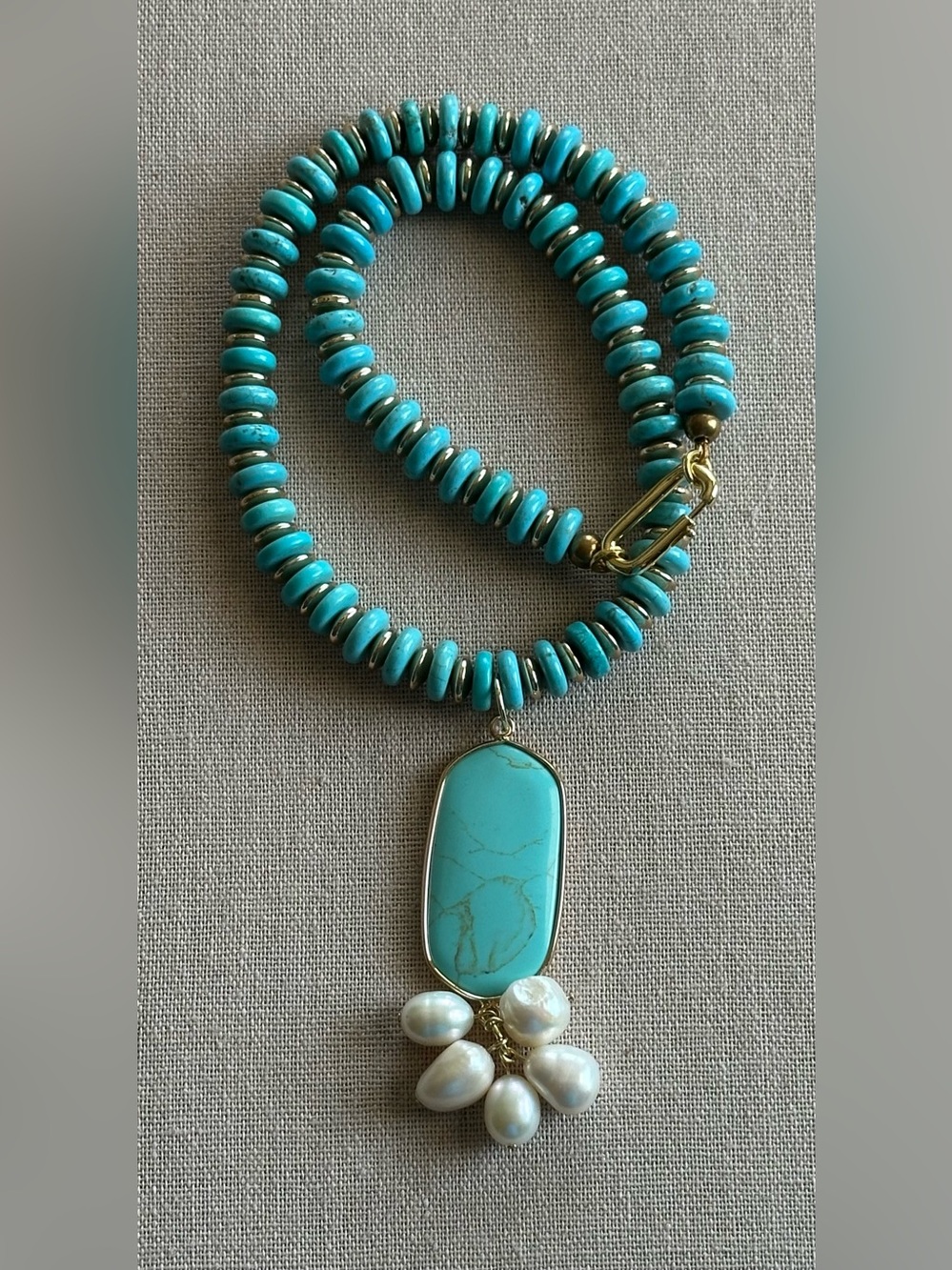 24 inch Turquoise and Pearl bead necklace NWOT - Picture 6 of 13